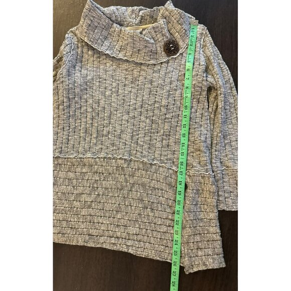 Neon Buddha Gray Ribbed Knit Button Detail 3/4 Sleeve Sweater Top Size S - Picture 6 of 7